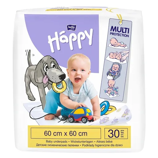 BELLA HAPPY Baby prebaľovacie podložky 60 x 60 cm 30 kusov