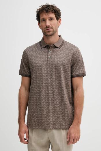 Bavlnené polo tričko Michael Kors hnedá farba, vzorované, CS550V85KS