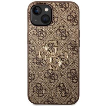 Guess PU 4G Metal Logo Zadný Kryt pre iPhone 14 Brown (GUHCP14S4GMGBR)