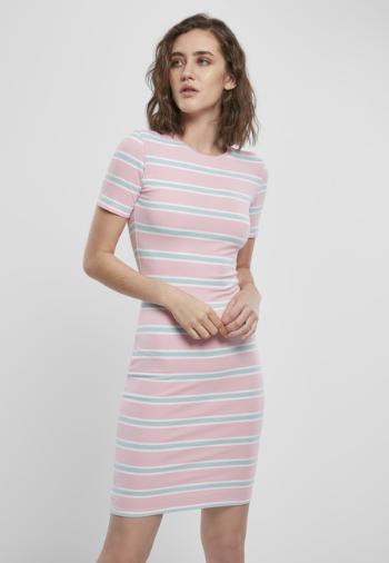 Urban Classics Ladies Stretch Stripe Dress girlypink/oceanblue - XS