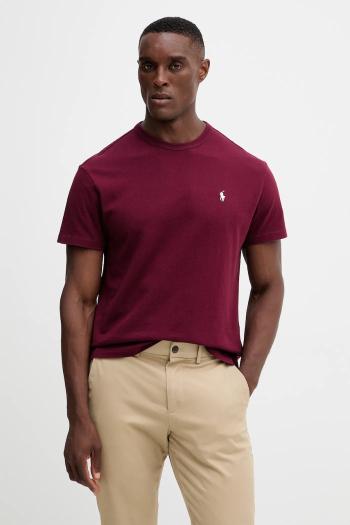Bavlnené tričko Polo Ralph Lauren pánske, bordová farba, jednofarebné, 710916698