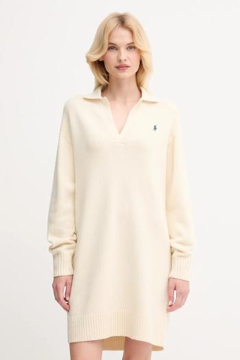 Vlnená sukňa Polo Ralph Lauren béžová farba, mini, oversize, 211A91143