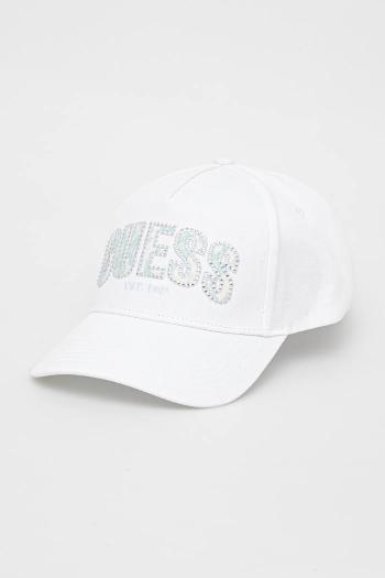 Šiltovka Guess INES dámske, biela farba, jednofarebná, W5GZ15 WEGD0