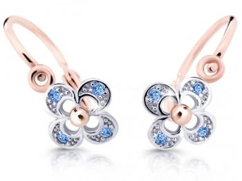 Cutie Jewellery Detské náušnice z ružového zlata C2200-10-X-4 svetlo modrá