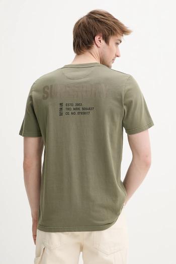 Bavlnené tričko Superdry pánske, zelená farba, s potlačou, M1012116A-2LX