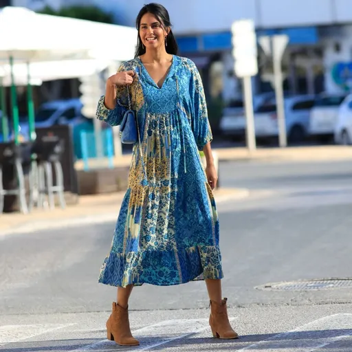 Krepónové midi šaty s potlačou