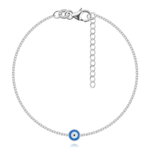 Náramok v striebre 925 - Fatimské oko modrej farby, ploché očká