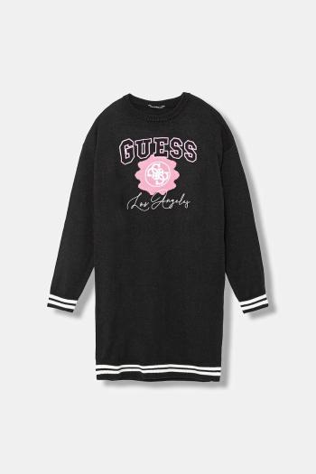 Dievčenské šaty Guess čierna farba, mini, rovný strih, J5YK09 Z3OF0