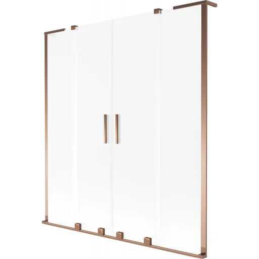 MEXEN/S - Velar L Duo dvojkrídlová posuvná vaňová zástena 160 x 150, dekor, ružové zlato 896-160-003-32-60