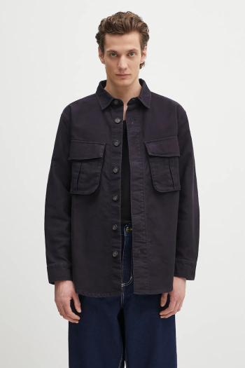 Bavlnená košeľa Barbour Barbour Jungle Sateen Overshirt tmavomodrá farba, voľný strih, s klasickým golierom, MOS0417