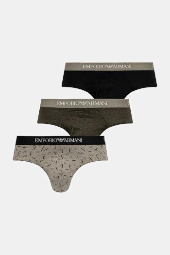 Bavlnené slipy Emporio Armani Underwear 3-pak zelená farba, EM000256 AF10800