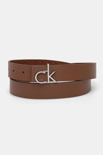 Kožený opasok Calvin Klein dámsky, hnedá farba, K60K613074