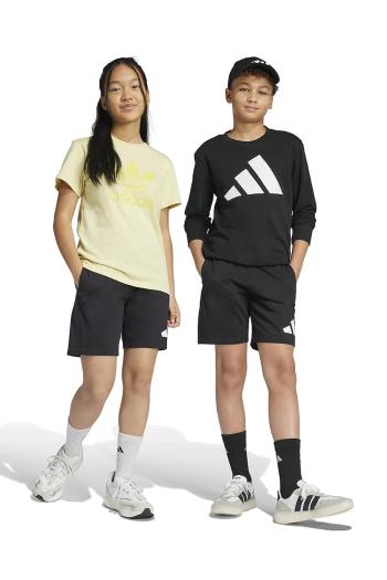 Detské bavlnené šortky adidas čierna farba, s potlačou, JE1391