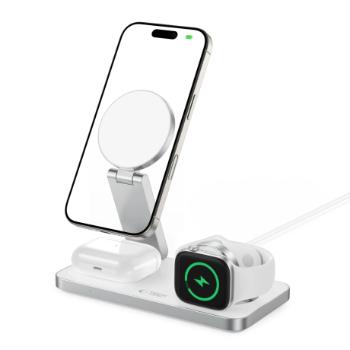 Tech-Protect A47 MagSafe bezdrôtová nabíjačka na mobil / AirPods / Apple Watch 15W, biela