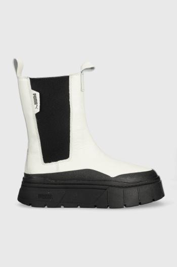 Kožené topánky Puma Mayze Stack Chelsea Wns 386272-01, dámske, biela farba, na platforme
