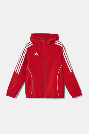 Detská mikina adidas Performance červená farba, s kapucňou, s nášivkou, IM8800