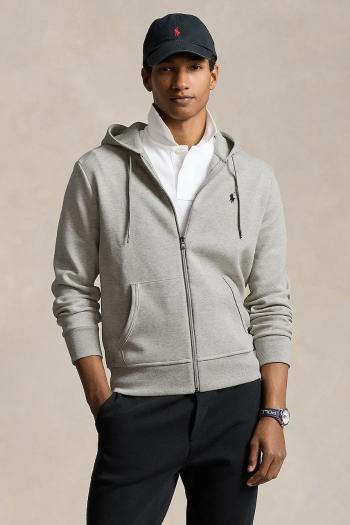 Mikina Polo Ralph Lauren čierna farba, s kapucňou, jednofarebná