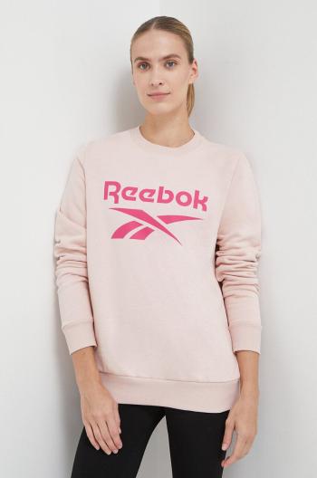 Mikina Reebok dámska, ružová farba, s potlačou