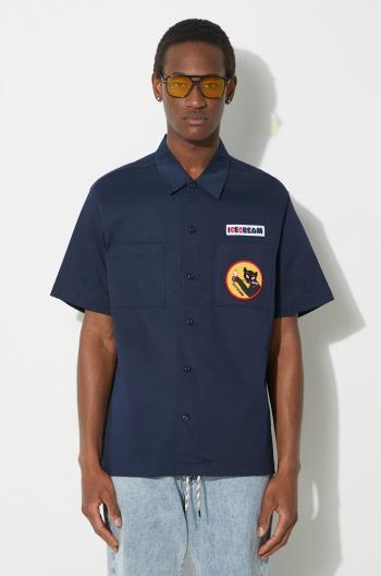 Košeľa ICECREAM Waitress Camp Collar Shirt pánska, tmavomodrá farba, regular, s klasickým golierom, IC24117