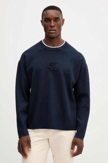 Sveter Calvin Klein Jeans tmavomodrá farba, ľahký, LV04RD300G