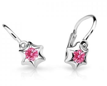 Cutie Jewellery Detské náušnice z bieleho zlata C2159-10-X-2 fuchsiová