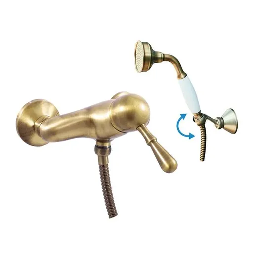 Sprchová batéria RAV Slezák LABE so sprchovacím setom 150 mm stará mosadz L081.5/2SM