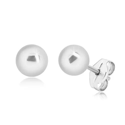 Náušnice zo striebra 925 - guľôčka so zrkadlovolesklým povrchom, 6 mm