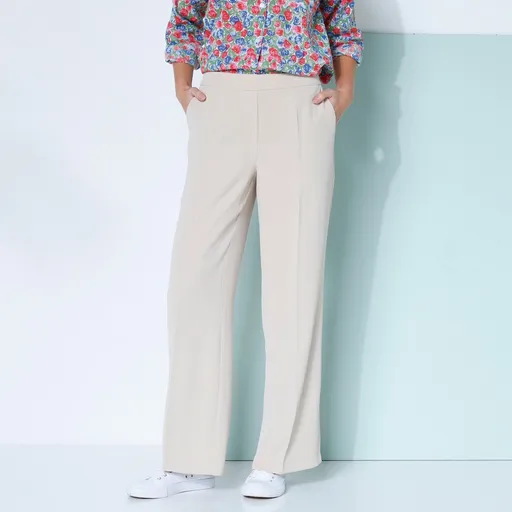 Krepové široké nohavice s pružným pásom