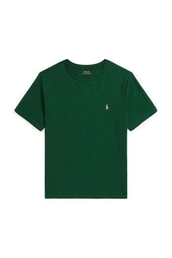 Detské bavlnené tričko Polo Ralph Lauren zelená farba, jednofarebné, 323832904196