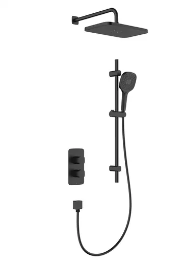 KFA - Súprava sprchová Malaga, termostatická, podomietková s posuvným drážkovým ramenom, čierna 5759-301-81