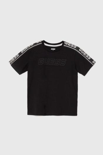Detské tričko Guess čierna farba, s nášivkou, L4YI50 J1314