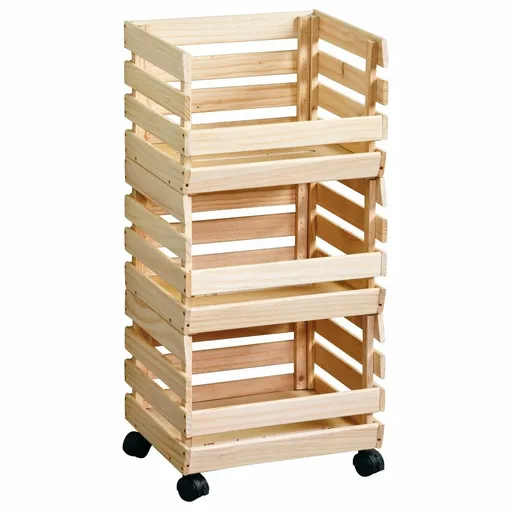 Kesper 69581 Regál na ovocie a zeleninu s kolieskami borovice, 80 x 37 x 30 cm