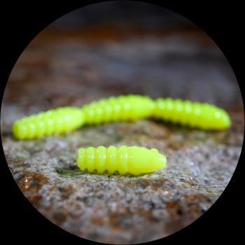 Redbass gumová nástraha trout grub signal yellow uv color - 3x16 mm