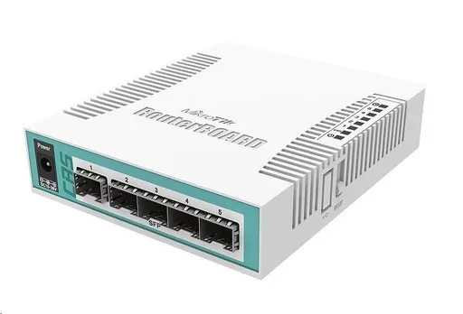 MikroTik Cloud Router Switch CRS106-1C-5S, 400MHz CPU, 128MB RAM, 1x GLAN / SFP, 5x SFP slot, vr. L5 licencie