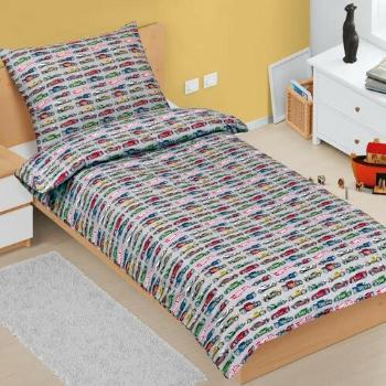 Bellatex Detské bavlnené obliečky Junior Formula sivá, 140 x 200 cm, 70 x 90 cm