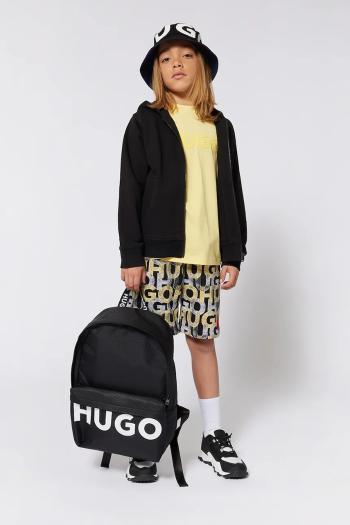 Detská mikina HUGO čierna farba, s kapucňou, jednofarebná, G00355