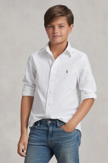 Detská bavlnená košeľa Polo Ralph Lauren biela farba, 323677133001