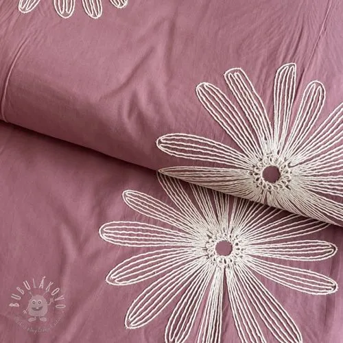 Bavlnená látka EMBROIDERY Flowie mauve