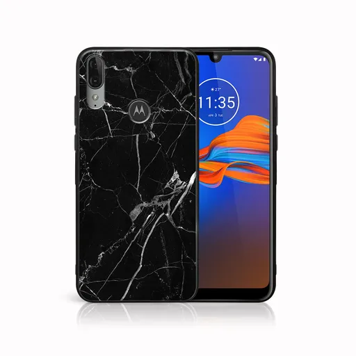 MY ART Silikónový obal Motorola Moto E6 Plus BLACK MARBLE (142)
