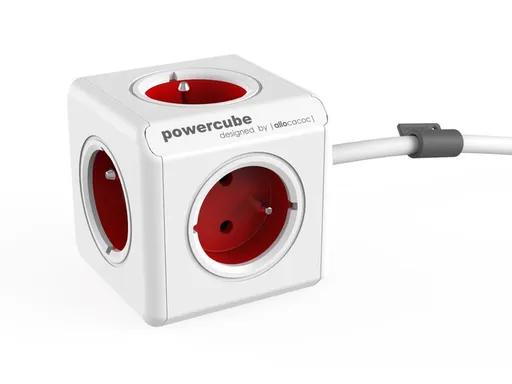 PowerCube Extended / Prodlužovací přívod 230V / 1.5m / 5 zásuvek / Červený (8718444081180)