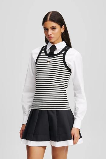 Bavlnený top Karl Lagerfeld čierna farba, A3W17079