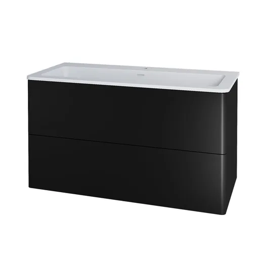 Mereo Siena, kúpeľňová skrinka s umývadlom z liateho mramoru 101 cm, čierna mat CN442M1