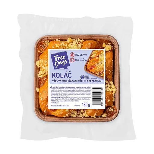 FREE DAYS Bezlepkový koláč trený s marhuľovou náplňou a posýpkou 180 g