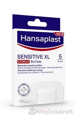 Hansaplast SENSITIVE XL Sterile náplasť 6 x 7 cm 5 ks