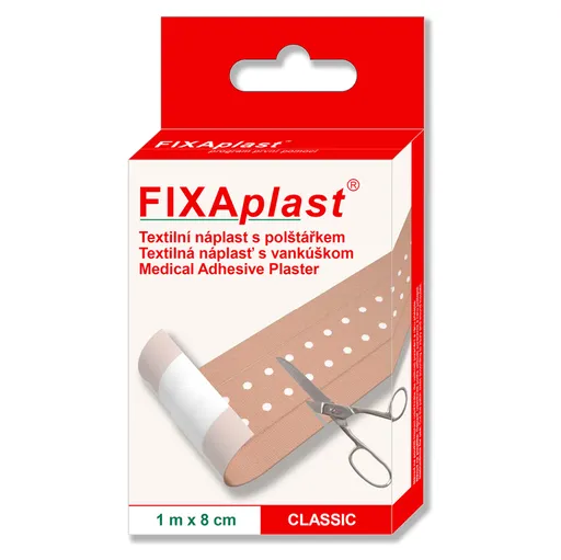 FIXAPLAST Classic náplasť textilná s vankúšikom 1 m x 8 cm