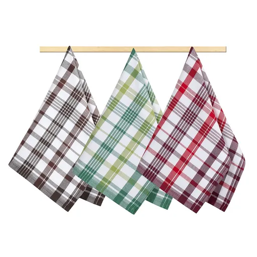 Bellatex Kuchynská utierka Káro zelená, hnedá, červená, 50 x 70 cm, sada 4 ks