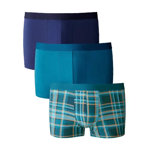 Súprava 3 kockovaných a jednofarebných boxeriek