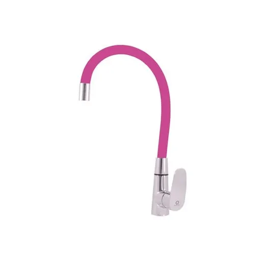 RAV SLEZÁK Amur drezová batéria so silikónovým ramienkom ružová / chróm am719.0/10r AM719.010R