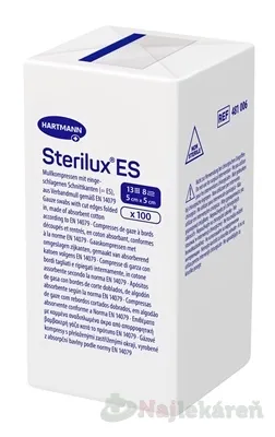 STERILUX ES kompres nesterilný so založenými okrajmi 13 vlákien 8 vrstiev (5cmx5cm) 100 ks