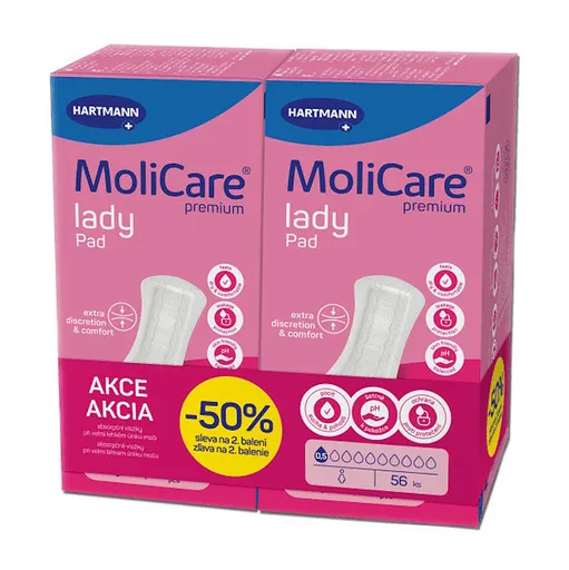 MOLICARE Lady inkontinenčné vložky 0,5 kvapky duopack 2 × 28 kusov